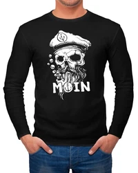 Neverless Longsleeve Herren Moin Kapitän Totenkopf Anker Bart Hamburg Langarm-Shirt Braun/Schwarz/Dunkelblau/Beige