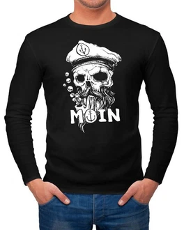 Neverless Longsleeve Herren Moin Kapitän Totenkopf Anker Bart Hamburg Langarm-Shirt Braun/Schwarz/Dunkelblau/Beige