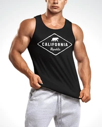 Neverless Tanktop Herren Tank-Top California Republic Bear Badge Schwarz/Braun/Rot/Grau/Dunkelrot