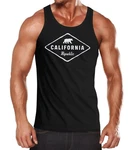 Neverless Tanktop Herren Tank-Top California Republic Bear Badge Schwarz/Braun/Rot/Grau/Dunkelrot