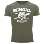 Neverless Print-Shirt Herren Vintage Shirt Bengal Tiger Baseball Sport USA Dunkelgrün/Grün