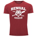 Neverless Print-Shirt Herren Vintage Shirt Bengal Tiger Baseball Sport USA Dunkelrot/Bordeaux