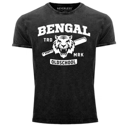 Print-Shirt Herren Vintage Shirt Bengal Tiger Baseball Sport USA Printshirt mit Print
