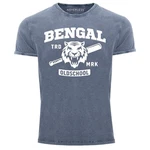 Neverless Print-Shirt Herren Vintage Shirt Bengal Tiger Baseball Sport USA Blau/Dunkelblau/Grau
