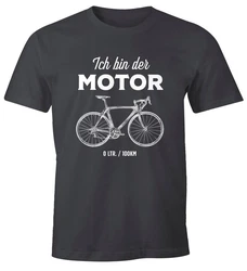 MoonWorks Print-Shirt Herren T-Shirt Fahrrad Sprüche I'm the Engine Bike Rad Fun-Shirt mit Print Dunkelgrau/Schwarz/Grau