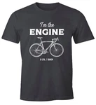 MoonWorks Print-Shirt Herren T-Shirt Fahrrad Sprüche I'm the Engine Bike Rad Fun-Shirt mit Print Dunkelgrau/Schwarz/Rot/Hellgrau/Dunkelgrün/Grau