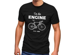 MoonWorks Print-Shirt Herren T-Shirt Fahrrad Sprüche I'm the Engine Bike Rad Fun-Shirt mit Print Schwarz/Rot