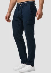 Indicode Herren Leonardo Cargohose Blau/Dunkelblau/Hellblau
