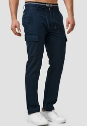 Indicode Herren Leonardo Cargohose Blau/Dunkelblau/Hellblau