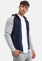 Indicode Herren Arbutus Kapuzensweatjacke Dunkelblau/Rot/Hellblau/Braun