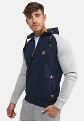 Indicode Herren Arbutus Kapuzensweatjacke Dunkelblau/Rot/Hellblau/Braun