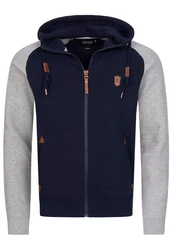 Indicode Herren Arbutus Kapuzensweatjacke Dunkelblau/Rot/Hellblau/Braun