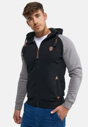 Indicode Herren Arbutus Kapuzensweatjacke Braun/Schwarz/Dunkelgrau