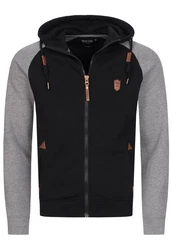 Indicode Herren Arbutus Kapuzensweatjacke Braun/Schwarz/Dunkelgrau