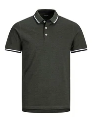 Jack & Jones Poloshirt Fit Polo Shirt JJEPAULOS Sommer Hemd Pique (1-tlg) (3615) Dunkelgrau