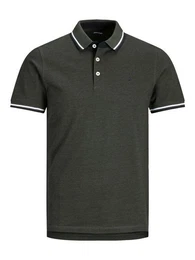Poloshirt + Fit Polo Shirt JJEPAULOS Sommer Hemd Pique (1-tlg) 3615 in Dunkelgrau