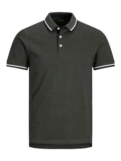 Jack & Jones Poloshirt Fit Polo Shirt JJEPAULOS Sommer Hemd Pique (1-tlg) (3615) Dunkelgrau