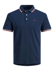 Jack & Jones Poloshirt Fit Polo Shirt JJEPAULOS Sommer Hemd Pique (1-tlg) (3615) Dunkelblau