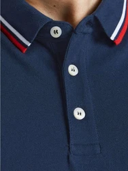 Jack & Jones Poloshirt Fit Polo Shirt JJEPAULOS Sommer Hemd Pique (1-tlg) (3615) Dunkelblau