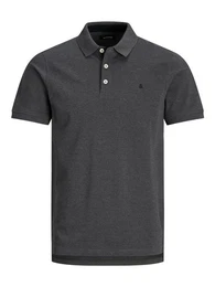 Poloshirt Polo Shirt JJEPAULOS Sommer Hemd Kragen Pique Cotton (1-tlg) 3613 in Dunkelgrau