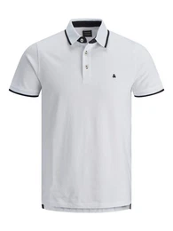 Poloshirt Polo Shirt JJEPAULOS Sommer Hemd Kragen Pique Cotton (1-tlg) 3613 in Wei