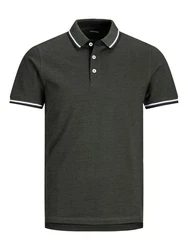 Jack & Jones Poloshirt JJEPAULOS POLO SS NOOS dunkelgrau/weiß