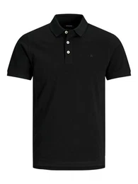 Poloshirt Polo Shirt JJEPAULOS Sommer Hemd Kragen Pique Cotton (1-tlg) 3613 in Schwarz