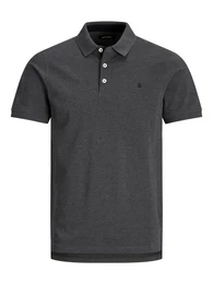 Poloshirt Polo Shirt JJEPAULOS Sommer Hemd Kragen Pique Cotton (1-tlg) 3613 in Dunkelgrau-3