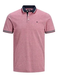 Poloshirt Polo Shirt JJEPAULOS Sommer Hemd Kragen Pique Cotton (1-tlg) 3613 in Rot