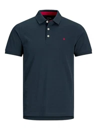 Poloshirt Polo Shirt JJEPAULOS Sommer Hemd Kragen Pique Cotton (1-tlg) 3613 in Dunkelblau-2