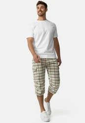 Indicode Herren Nicolas Check 3/4 Cargo Shorts Khaki/Beige