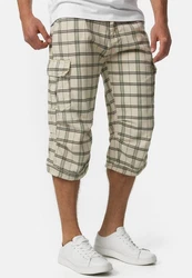 Indicode Herren Nicolas Check 3/4 Cargo Shorts Khaki/Beige