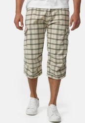 Indicode Herren Nicolas Check 3/4 Cargo Shorts Khaki/Beige
