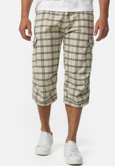 Indicode Herren Nicolas Check 3/4 Cargo Shorts Khaki/Beige