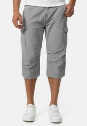 Indicode Herren Nicolas Check 3/4 Cargo Shorts Grau/Hellgrau/Khaki