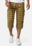 Indicode Herren Nicolas Check 3/4 Cargo Shorts Dunkelgrün/Khaki/Braun/Beige