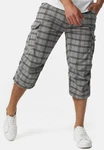 Indicode Herren Nicolas Check 3/4 Cargo Shorts Hellgrau/Dunkelgrau/Grau/Schwarz/Gelb