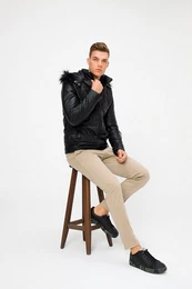 Lederjacke BD00682 Lammleder in Schwarz, bergangsjacke, Freizeitjacke, Bikerjacke