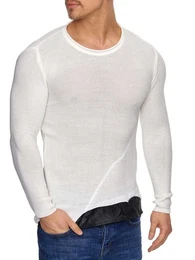 Rundhalspullover 16494 Strickpullover mit asymmetrischem Schnitt