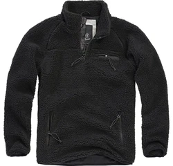 Brandit Strickpullover Troyer Teddyfleece Schwarz