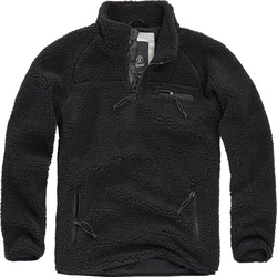 Brandit Strickpullover Troyer Teddyfleece Schwarz