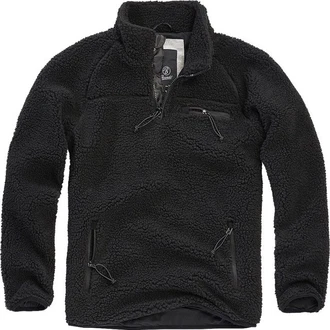 Brandit Strickpullover Troyer Teddyfleece Schwarz