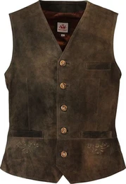 Lederweste Leder-Weste Plain lava Ziegenveloursleder antik