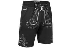 PAULGOS Trachtenhose Herren Jogginghose Design Lederhose Kurz Sweathose Bermuda Shorts (JOK5) JOK5