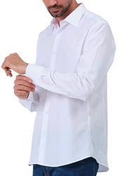 JEEL Langarmhemd Herren Hemd Slim Fit Weiß/Creme/Lila/Rot