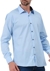 JEEL Langarmhemd Herren Hemd Slim Fit Hellblau