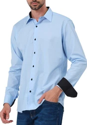 JEEL Langarmhemd Herren Hemd Slim Fit Hellblau