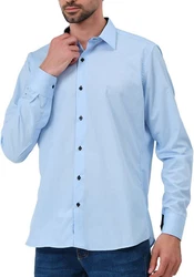 JEEL Langarmhemd Herren Hemd Slim Fit Hellblau