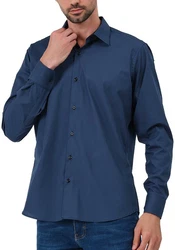 JEEL Langarmhemd Herren Hemd Slim Fit Blau/Dunkelblau/Hellblau