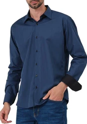 JEEL Langarmhemd Herren Hemd Slim Fit Blau/Dunkelblau/Hellblau